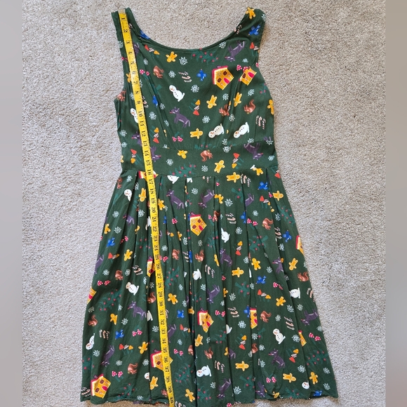 Unique Vintage/Miss Lulo Forest Green Fairy Tale Holiday Dress Size XL - Picture 7 of 10